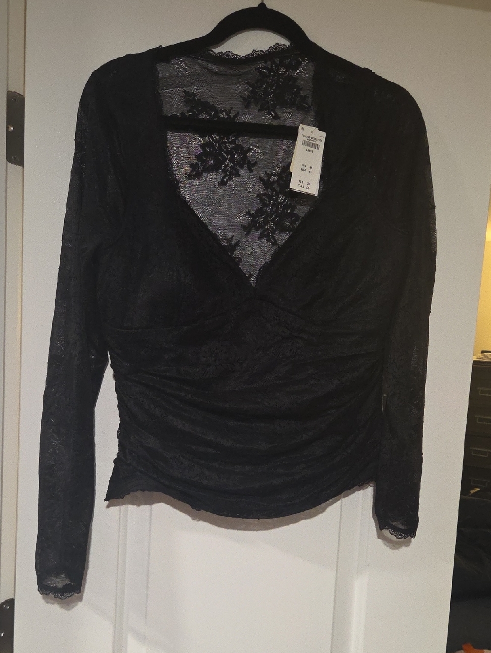 Abercrombie And FitchBlack Lace V-Neck Ruched Women’s Top NWT